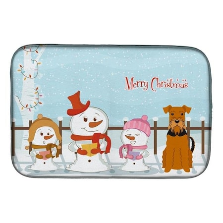 Carolines Treasures Carolines Treasures BB2372DDM Merry Christmas Carolers Airedale Dish Drying Mat BB2372DDM